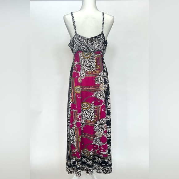 Vintage Y2K Women's Babydoll Whimsy Goth Maxi Dress Black & Magenta Sz Large - Picture 2 of 6